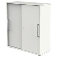 Schiebetürenschrank aus Holz - 3 Ordnerhöhen | 111x100x40 WEIß