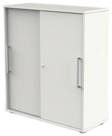 Schiebetürenschrank aus Holz - 3 Ordnerhöhen | 111x100x40 WEIß