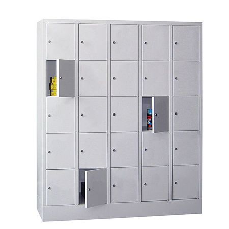 PAVOY Schließfachschrank mit Vollblechtüren | 25 Abteile je 30 cm breit | 185 x 150 x 50 | GROßE FARBAUSWAHL