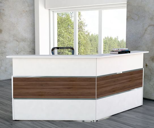 Empfangstheke Nussbaum 6 Winkeltheke | 108 x 241 x 170 cm (HxBxT)