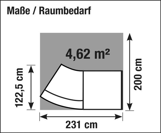 Bogentheke technische Zeichnung Raumbedarf