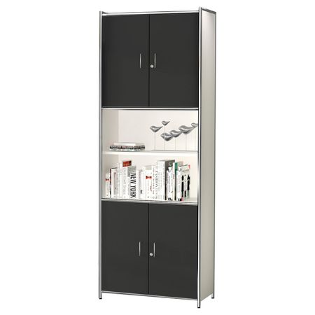 Chromeline Higboard | Aktenschrank mit 6 Ordnerhöhen und Flügeltüren | 220 x 80 x 38 cm (HxBxT) | in Anthrazit oder Weiß