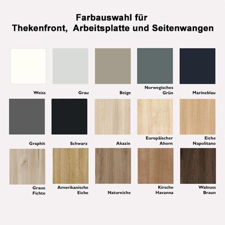 Empfangstresen Farbauswahl Thekenfront Arbeitsplatte Seitenwangen