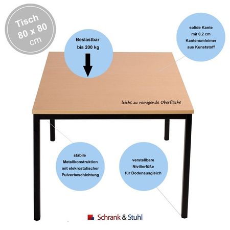 Tisch | Mehrzwecktisch quadratisch | 80 x 80 | verschiedene Farben
