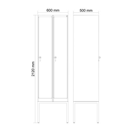 C+P Spind Evolo PLUS Gestell 2 Abteile 2120x600