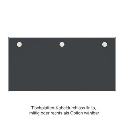 Kabeldurchlassbohrung links mittig rechts chromeline höhenverstellbarer Schreibtisch Sitz-Steh-Tisch