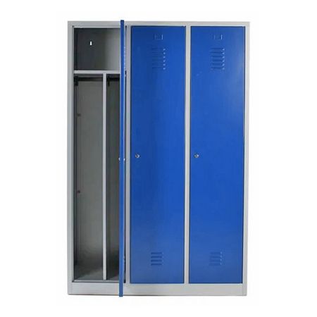 Spind mit 3 Abteilen und Schwarz-Weiß-Trennung 180x120x50 GRAU/BLAU
