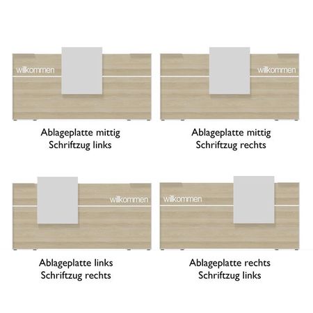 Empfangstresen Leo Position Ablageplatte und Schriftzug
