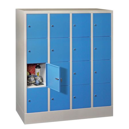 PAVOY Schließfachschrank mit Vollblechtüren | 16 Abteile je 30 cm breit | 151,8 x 120 x 50 | große Farbauswahl