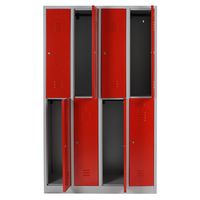 Spind mit 4x2 Abteilen 195x117x50 GRAU/ROT