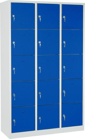 Schließfachschrank 15 Abteile 190x119x45 GRAU/BLAU