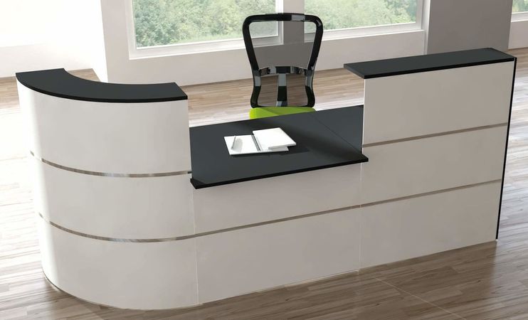 Bogentheke Flair 5 mit Beratungsplatz | 110 x 280 x 95 cm (HxBxT)