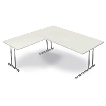 Chromeline höhenverstellbarer Eckschreibtisch | 200 x 200 cm | Weiß