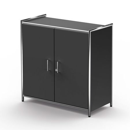 Chromeline Sideboard mit 2 Ordnerhöhen und Flügeltüren aus Holz | 78 x 80 x 38 cm (HxBxT) | anthrazit