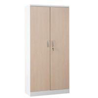Aktenschrank | Stahlschrank mit Dekortüren 195x92x42 WEIß/AHORN