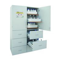 LACONT GEFAHRSTOFFSCHRANK | Säure- und Laugenschrank mit 2 Flügeltüren / 6 Schubfächern l Hochschrank (6 Auszugsböden / 6 Schubfächer) gemäß TRGS 526 / DGUV