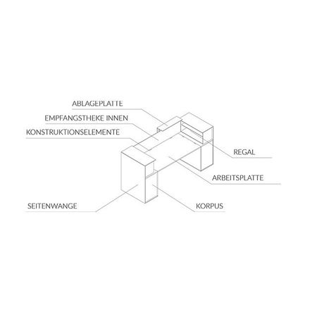 Empfangstheke Leo Farbauswahl Einzelkomponenten Arbeitsplatz