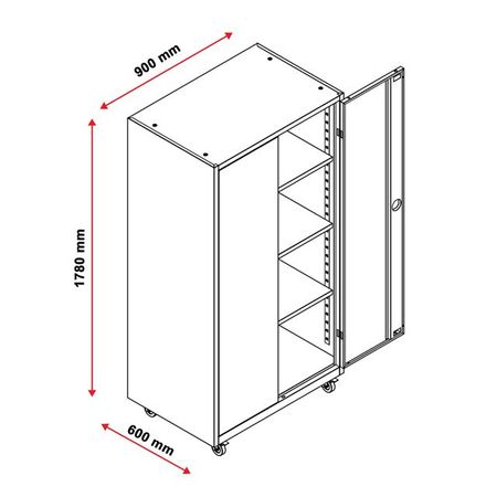 Multimediaschrank auf Rollen 178x90x60