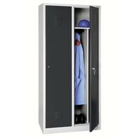 Spind mit 2 Abteilen und Schwarz-Weiß-Trennung 180x80x50 GRAU/ANTHRAZIT