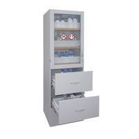 LACONT GEFAHRSTOFFSCHRANK | Säure- und Laugenschrank (Plexiglastür / Schubfächer) l Hochschrank (3 Auszugsböden / 3 Schubfächer) gemäß TRGS 526 / DGUV