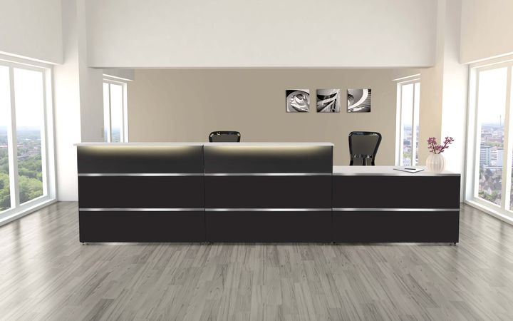 Rezeption ESG Sicherheitsglas Thekenelement  Empfangstheken Ladenausstattung Büromöbel Arztpraxis