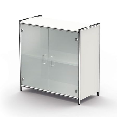 aktenschrank-lowboard-sideboard-aktenregal-kommode-bueroschrank-fluegeltuerschrank-chrom-sicherheitsglas-glastueren