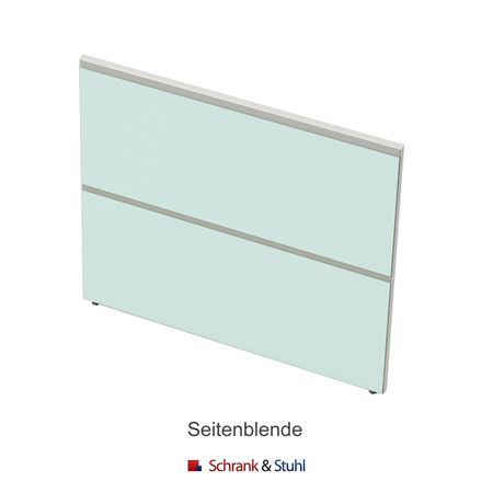 Empfangstheke Satinglas in C-Form mit zwei Beratungsplätzen | 108 x 250 x 250 cm (HxBxT)