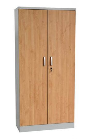 Aktenschrank | Stahlschrank mit Dekortüren 195x92x42 SILBER/ERLE