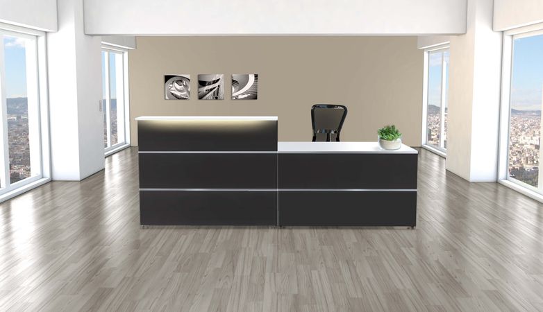 Rezeption ESG Sicherheitsglas Thekenelement  Empfangstheken Ladenausstattung Büromöbel Arztpraxis