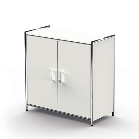 Chromeline Sideboard mit 2 Ordnerhöhen und Flügeltüren aus Holz | 78 x 80 x 38 cm (HxBxT) | verschiedene Farben