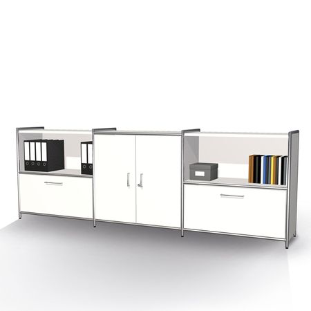 Chromeline Büroschrankwand 2 Ordnerhöhen
