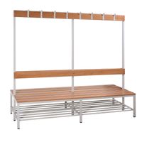 Sitzbank | Garderobenbank - 200cm doppelseitig mit Schuhrost und Hakenleiste