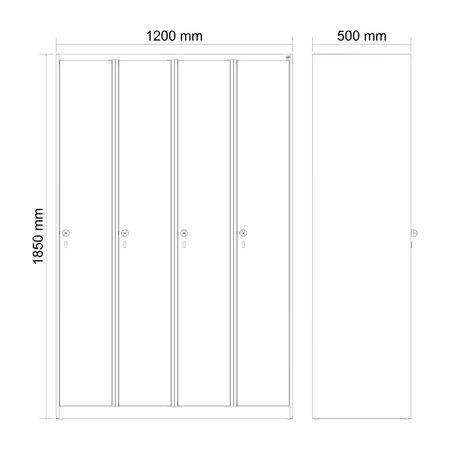 C+P Spind Evolo PLUS 4 Abteile 1850x1200x500mm