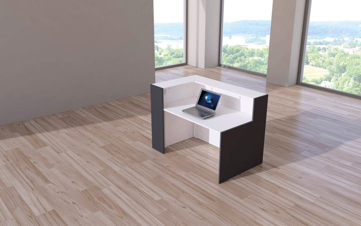 Empfangsarbeitsplatz Büro elegant modern Design großer Bürotresen Counter Ladentheke