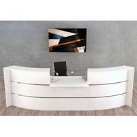 Große Bogentheke Surround mit Beratungsplatz komplett weiß | 112 x 324 x 123 cm (HxBxT)