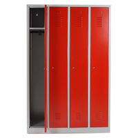 Spind mit 4 Abteilen 180x117x50 GRAU/ROT