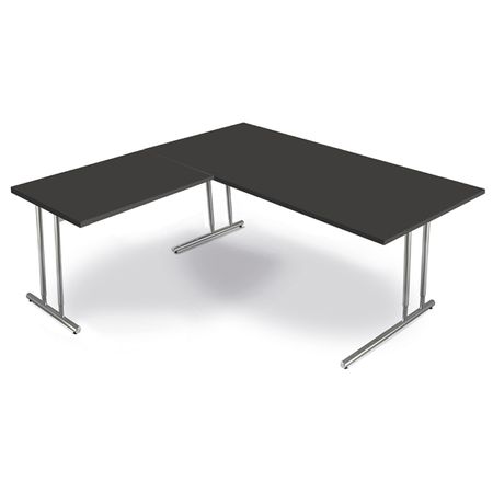 Chromeline höhenverstellbarer Winkelschreibtisch | 200 x 100 cm und 100 x 60 cm | Anthrazit oder Weiß