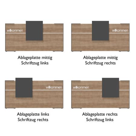 Empfangstresen Leo Position Ablageplatte und Schriftzug