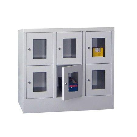 PAVOY Schließfachschrank mit Sichtfenstertüren | 6 Abteile je 30 cm breit | 85