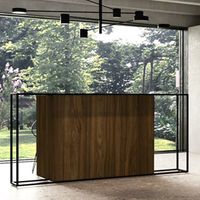 Empfangstheke Monument 4 mit Glas-Ablageplatte | 200 - 240 cm breit | Walnuss-Braun / Schwarz