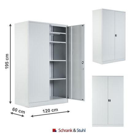 Koloss Werkstattschrank verzinkt | Materialschrank GRAU 195x120x60 vollverzinkte Fachböden