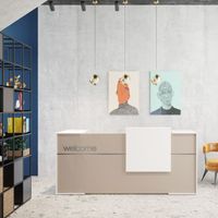 Empfangstheke LEO 1 | 180 - 240 cm breit - wahlweise mit Schriftzug | diverse Farben