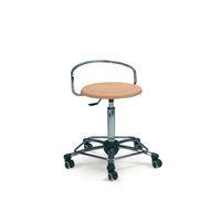Hocker | Arbeitshocker mit Muldensitz Sichtholz und Rückenbügel