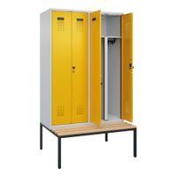 C+P PSA Schwarz-Weiß-Spind Evolo PLUS, Bank, 4 Abteile, 2120