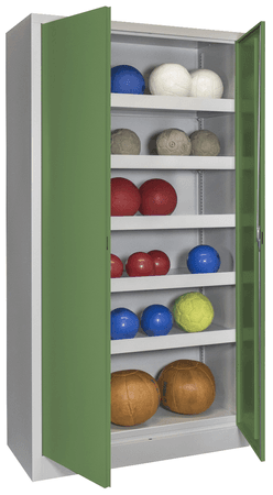 PAVOY Sportgeräteschrank | Ballschrank mit Flügeltüren | 195 x 100 x 50 cm mit Vollblech- oder Lochfeldtüren | große Farbauswahl