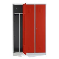 Spind mit 3 Abteilen und Schwarz-Weiß-Trennung 180x120x50 GRAU/ROT