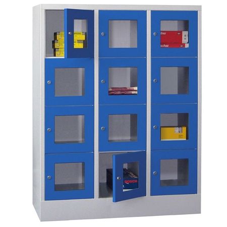 PAVOY Schließfachschrank mit Sichtfenstertüren | 12 Abteile je 40 cm breit | 151