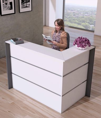 Ecktheke in L-Form weiß | 112 x 150 x 95 cm (HxBxT)