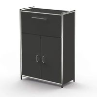 Chromeline Sideboard 3 mit einer Schublade und Holztüren | 115 x 80 x 38 cm | Anthrazit, Weiß, Rot