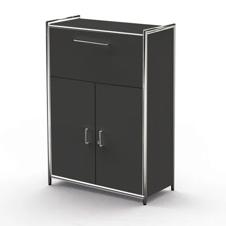 Sideobard Kommode Schubfach Flügeltürenschrank Homeoffice Aktenschrank Beistellschrank anthrazit schwarz abschließbar